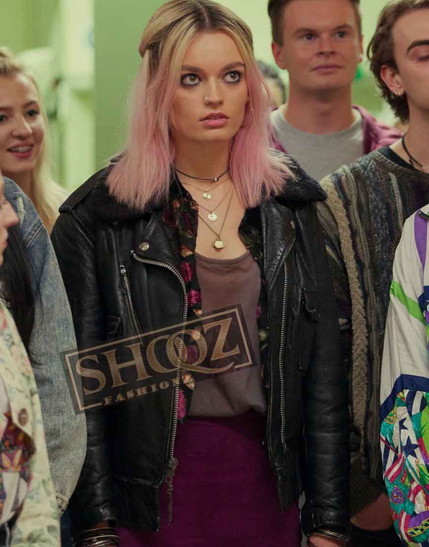 Sex Education Emma Mackey Leather Jacket